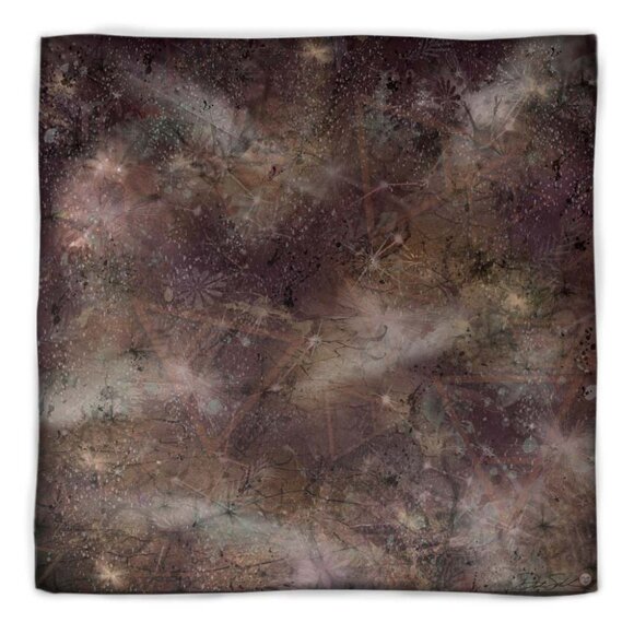 Night Sky in Cosmic Virgo Brown Square Pure Silk Scarf - Picture 4 of 10